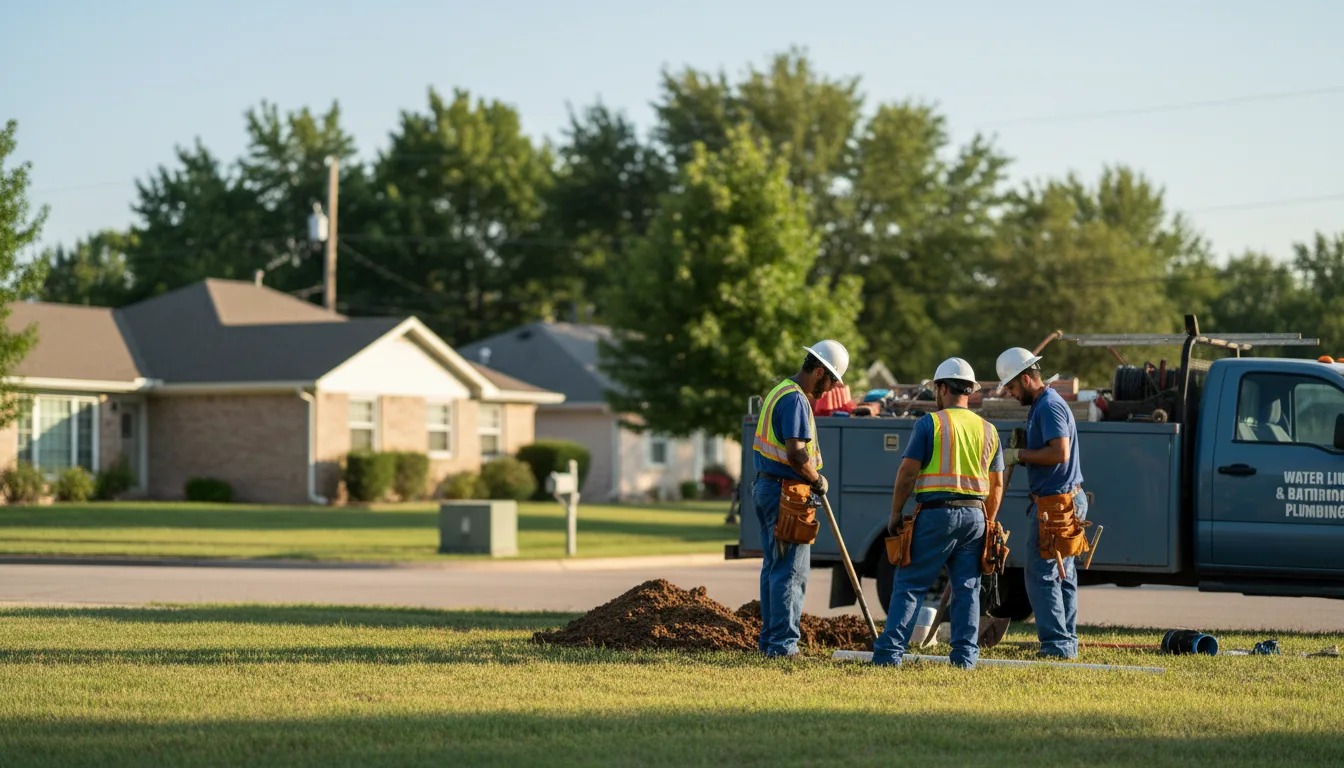 Residential water line and bathroom plumbing service in Ben Wheeler, TX